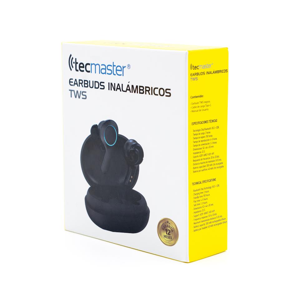 Audifonos Earbuds Inalambricos TWS Touch USB C Black Edition