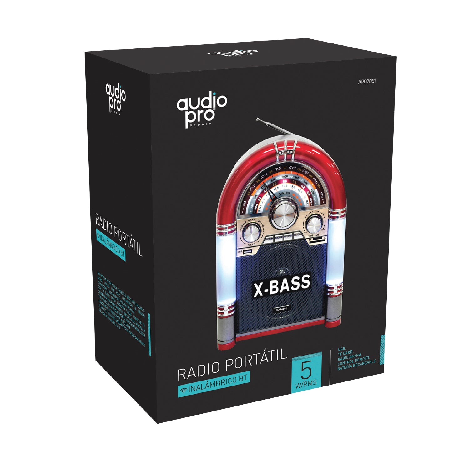 Parlante Retro Rockola XL Bluetooth Recargable Iluminada AP2053