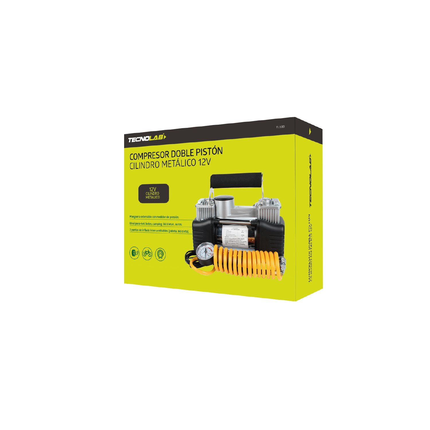 Compresor de Aire para Autos 12V Doble Cilindro 150 PSI Max