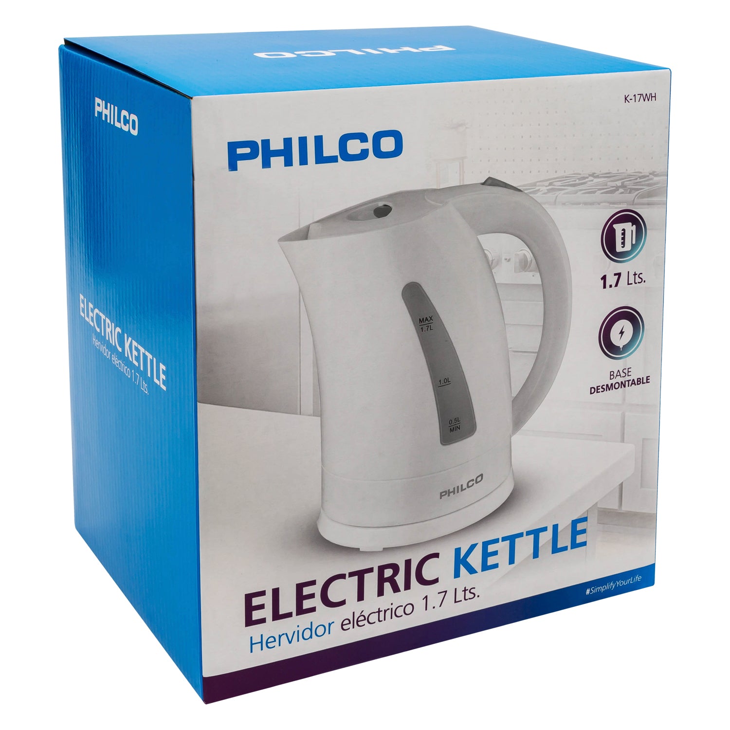 Hervidor Eléctrico Philco 1.7L 2200W K-17 Base con Giro 360º