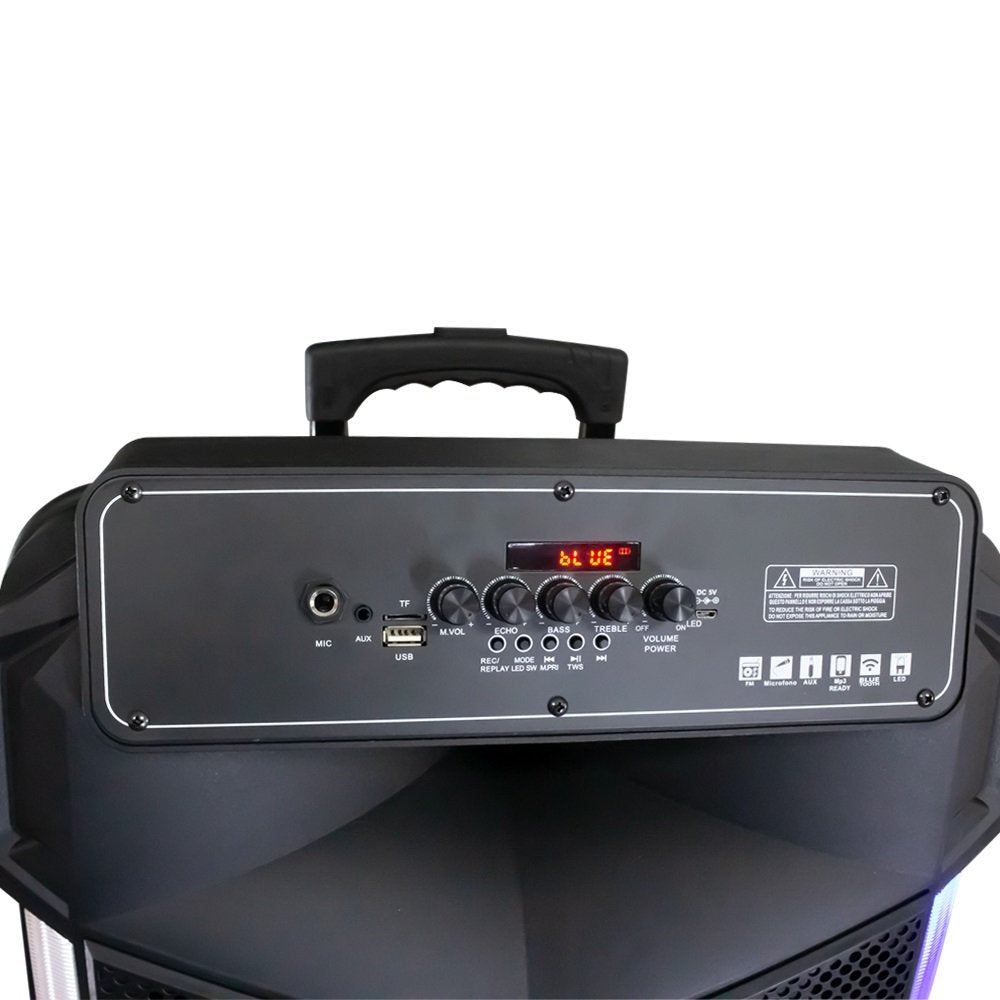 Parlante Karaoke de 15" RGB Recargable + Micrófono Inalámbrico BT15L