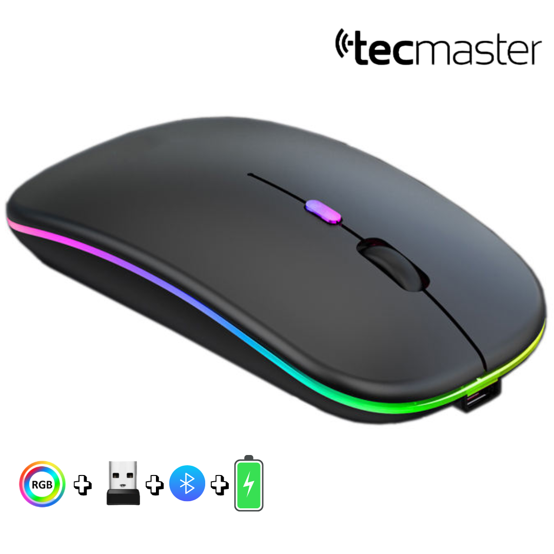 Mouse Inalámbrico Dual Bluetooth + USB 2G Recargable RGB BK
