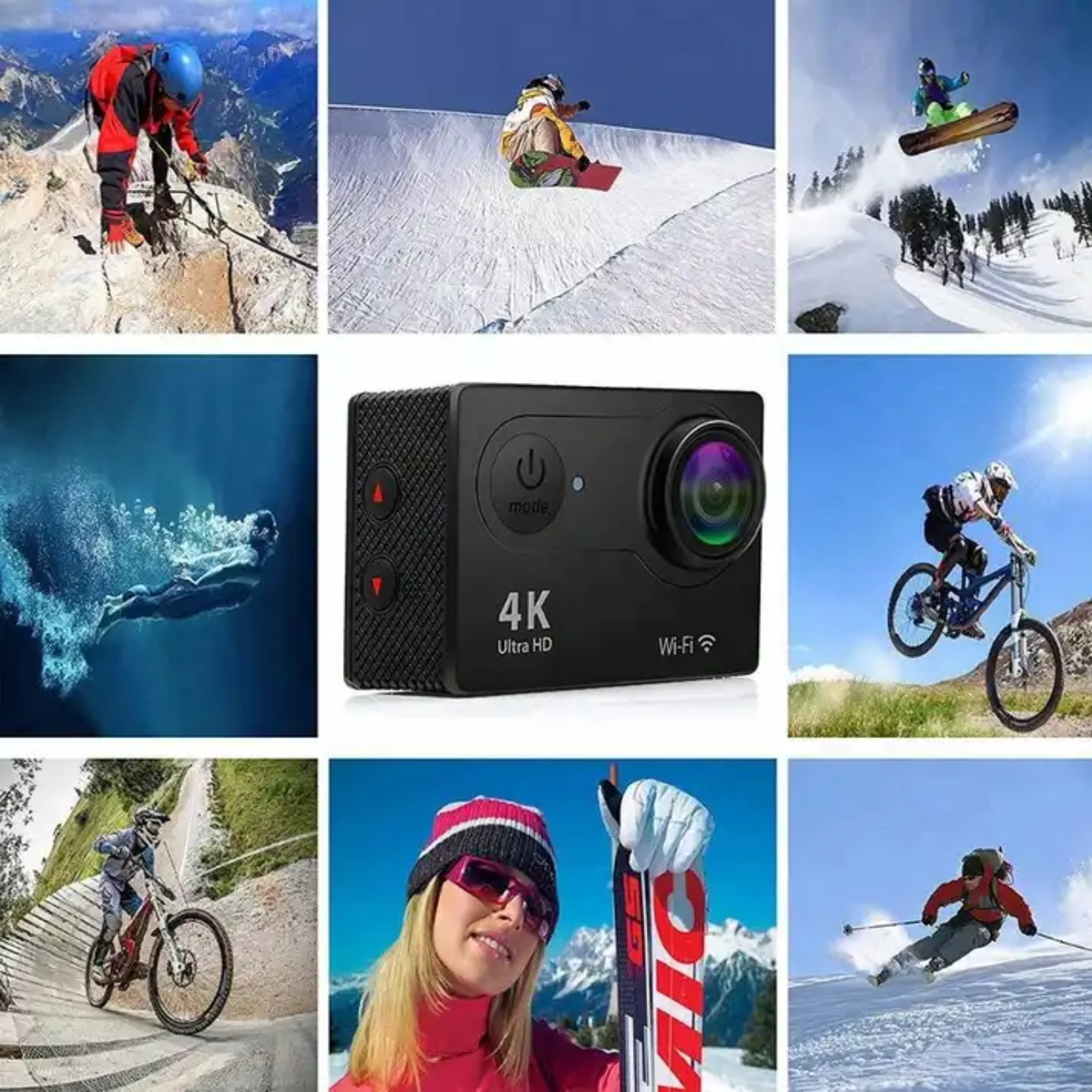 Cámara de Acción Deportiva 4K Waterproof Ultra HD 104K Wifi