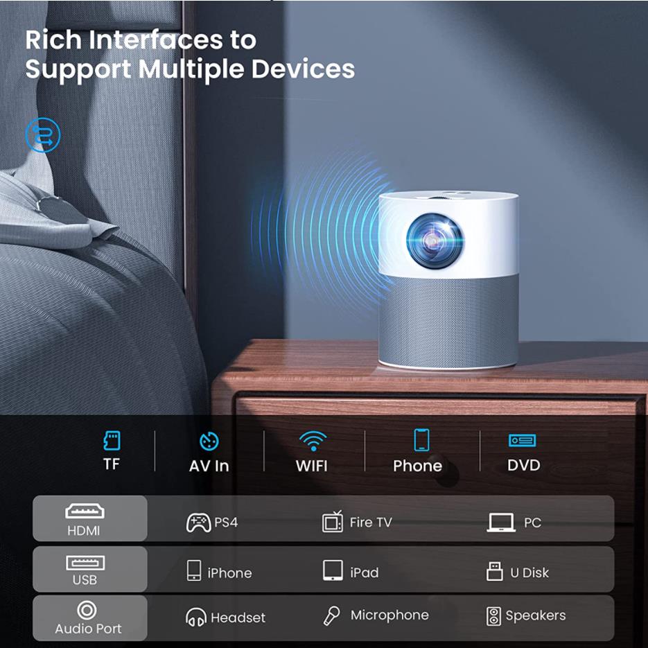 Proyector Funfoox Torre MS Miracast FHD 250” LED 4500Lm Wifi