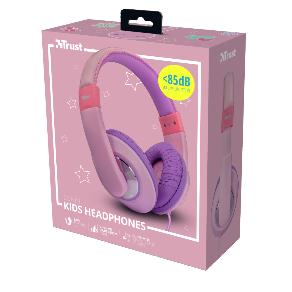 Audifonos Para Niñas Rosado con Limitador de Volumen Trust