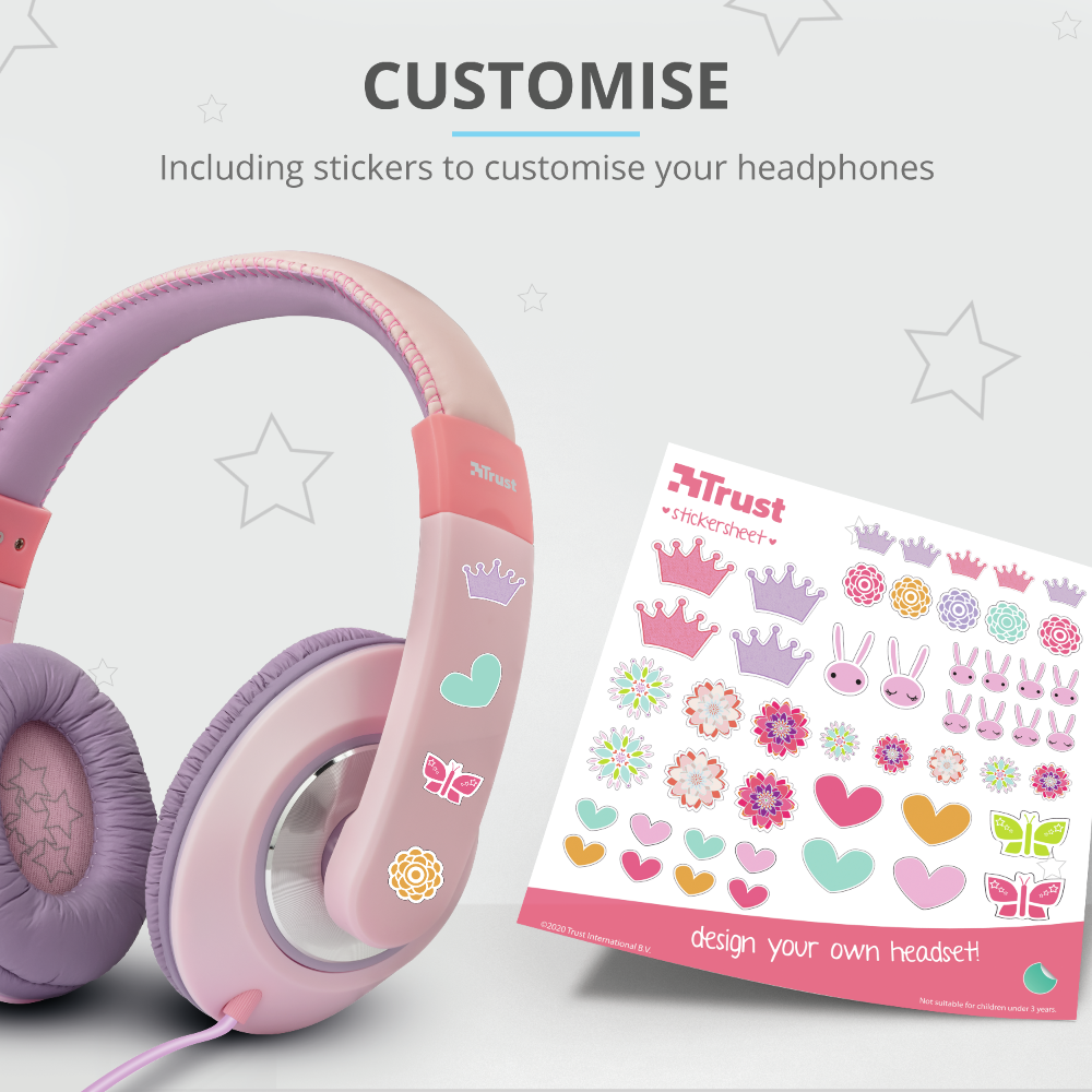 Audifonos Para Niñas Rosado con Limitador de Volumen Trust