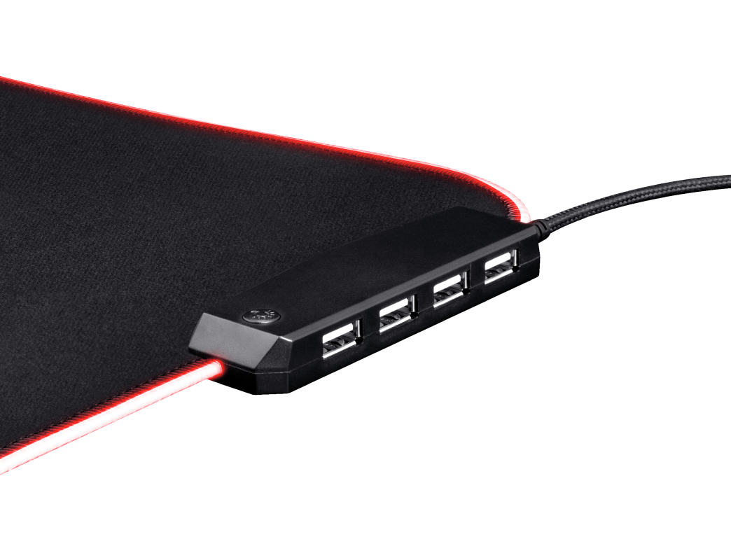 Mouse Pad Gamer Trust Glide L Rgb con Hub Usb 4 Puertos