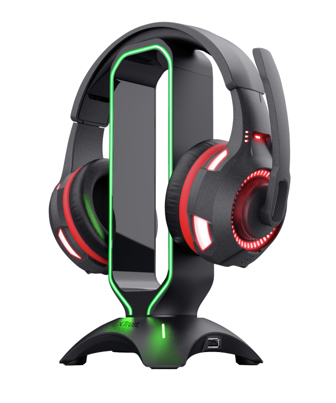 Soporte Stand Gamer RGB para Audífonos Trust Gxt 265 + HUB