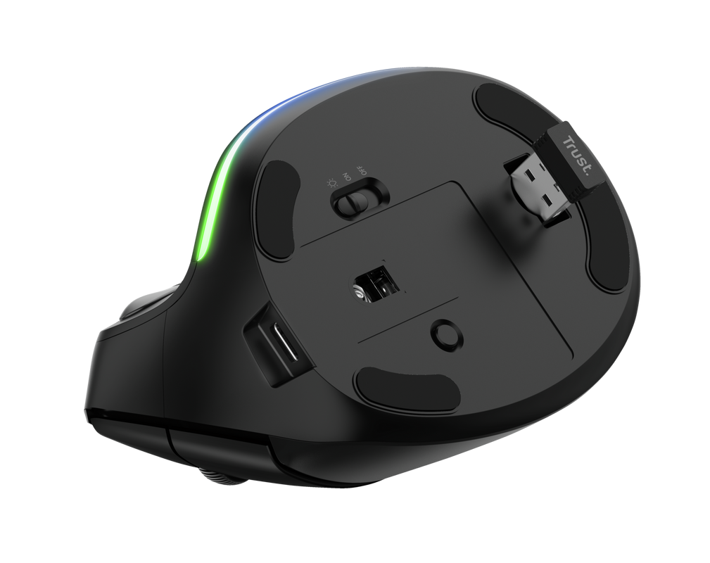 Mouse Vertical Ergonómico Trust Bayo Pro 2.4G Recargable RGB