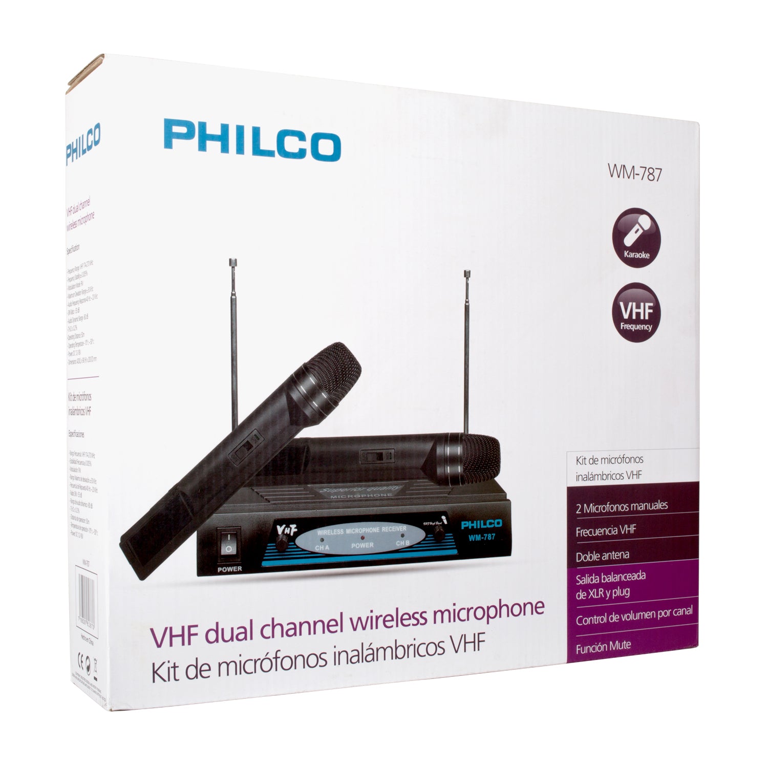 Pack de 2 Micrófonos Inalámbricos VHF PRO WM-787 Audio HD