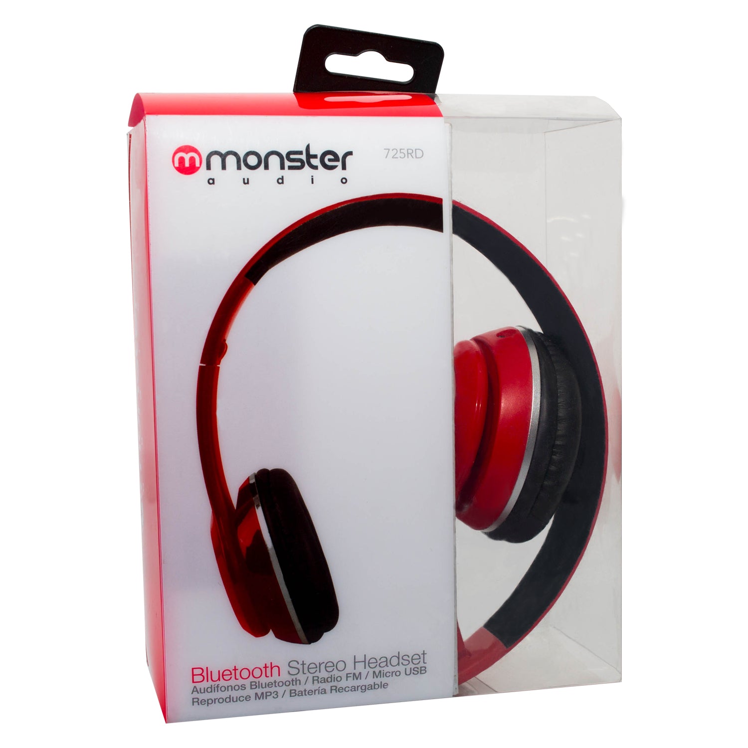Audífono Bluetooth Plegable Radio FM/SD/ Monster 725 Rojo