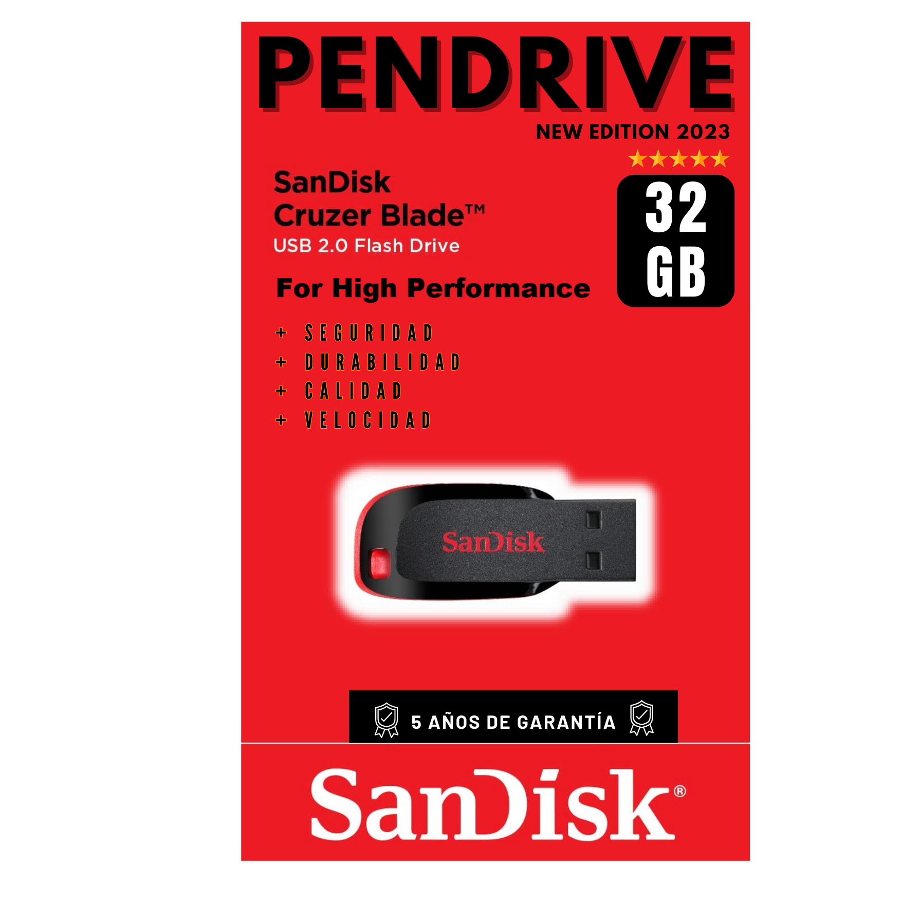Pendrive Sandisk 32 GB Cruzer Blade USB 2.0 Flash Drive Z50