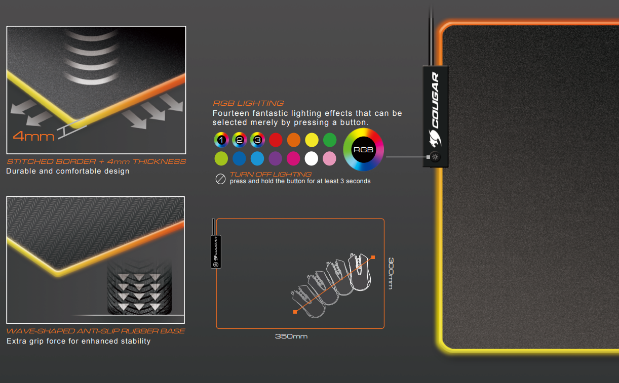 Mouse Pad Cougar Neon Gaming Series FULL RGB