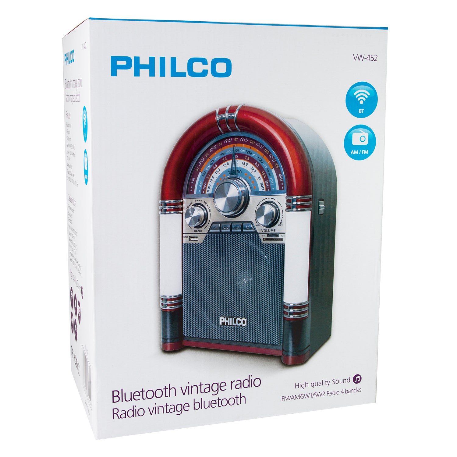 Radio Rockola XL Bluetooth Retro Iluminada + AM/FM SD VW-452