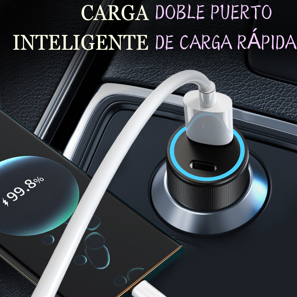 Cargador de Auto 12V 42W Max USB-C+ USB Power Delivery Q.C