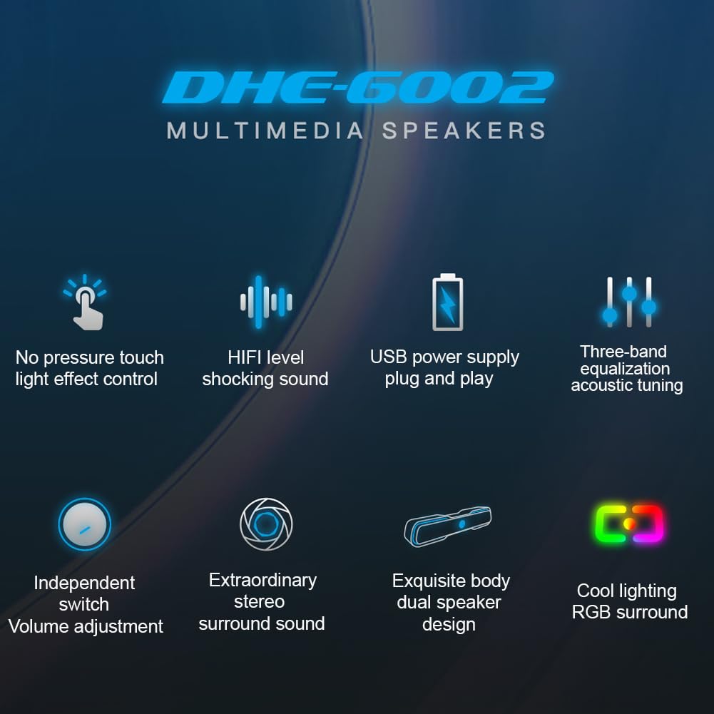 Barra de Sonido HP 6W RGB DHE-6002 Touch Lightning