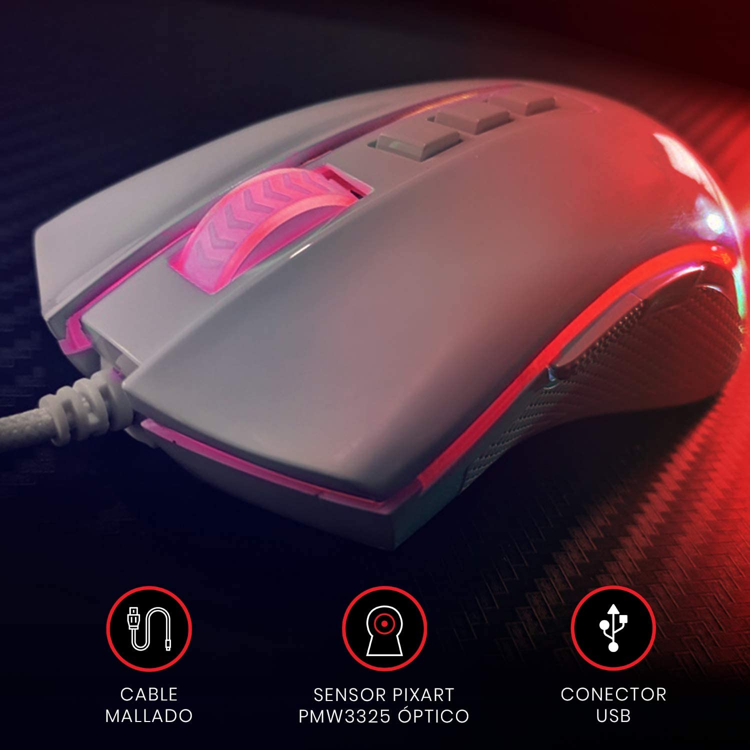 Mouse Redragon Cobra Gamer Blanco M711W Edition Pro