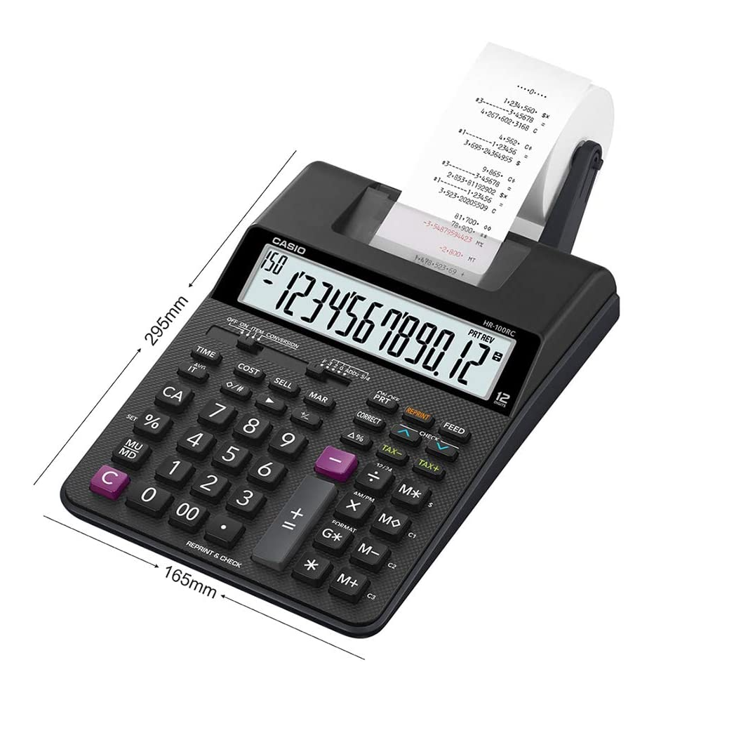 Calculadora Casio Con Rollo HR-100RC-BK-DC Profesional
