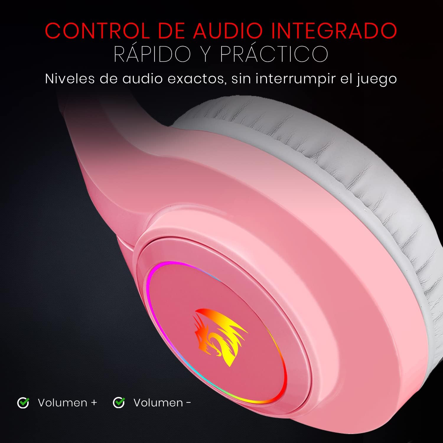 Audífonos Gamer Rosados Multiplataforma Redragon Hylas H260P