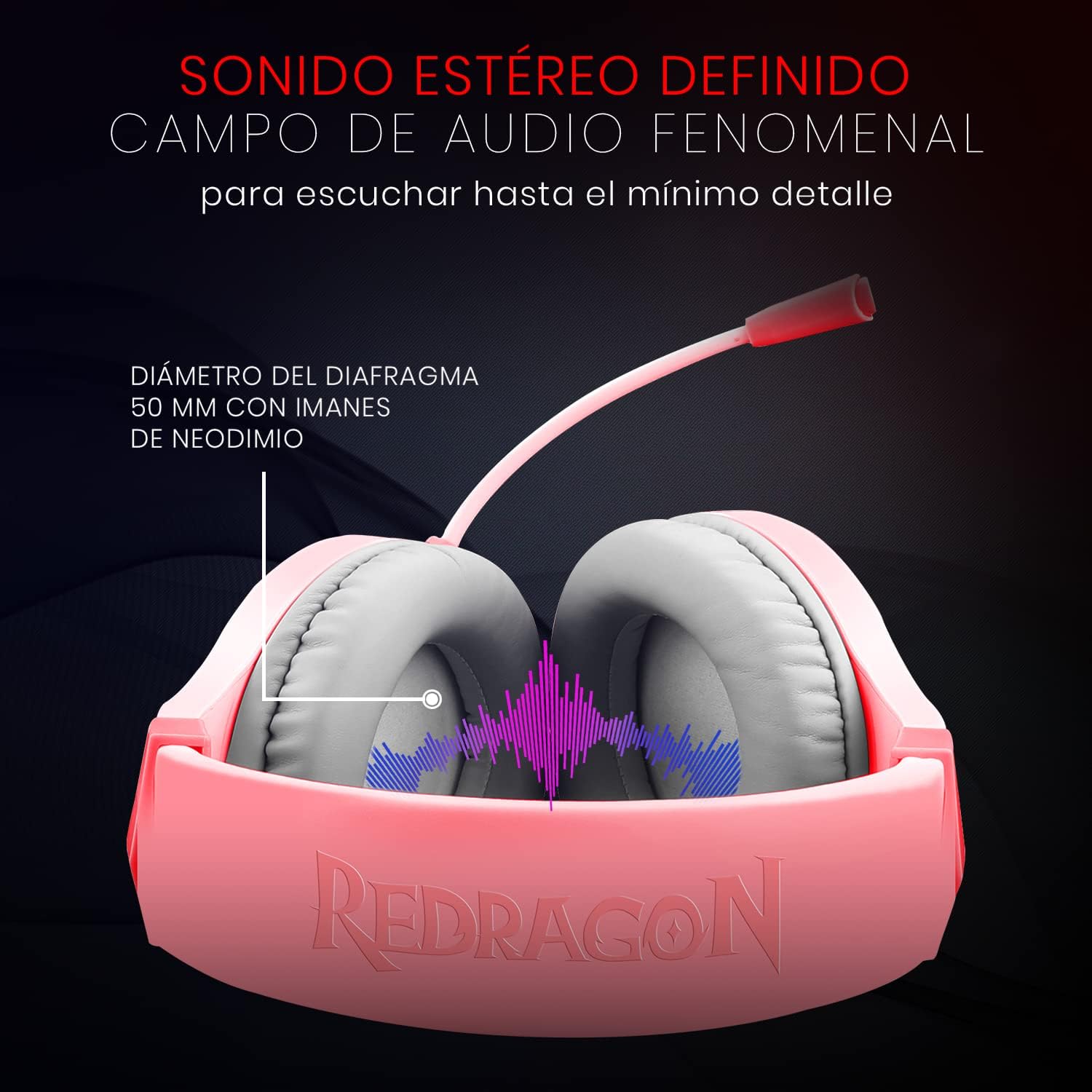 Audífonos Gamer Rosados Multiplataforma Redragon Hylas H260P