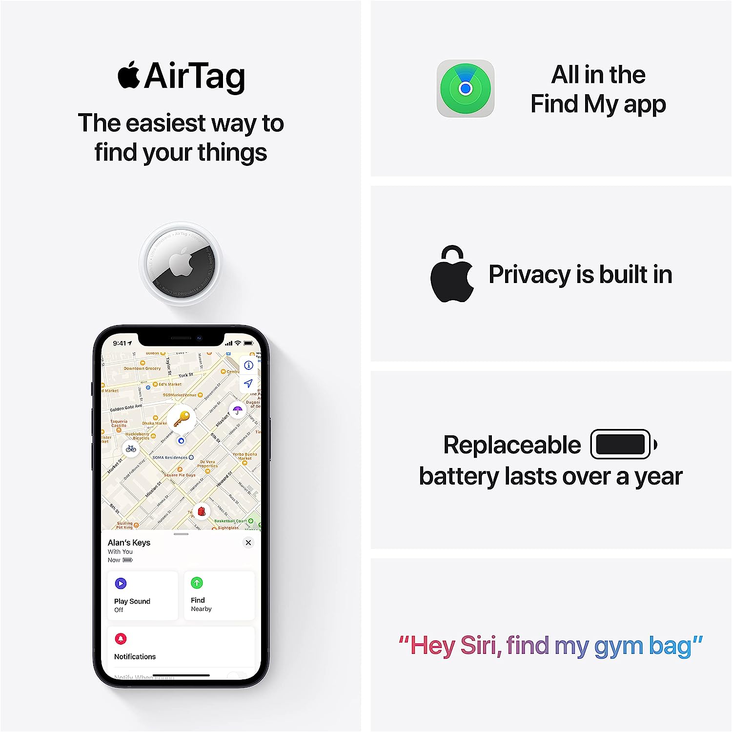 GPS Rastreador Multi uso Apple AirTag Pack 4 Unidades IP 67