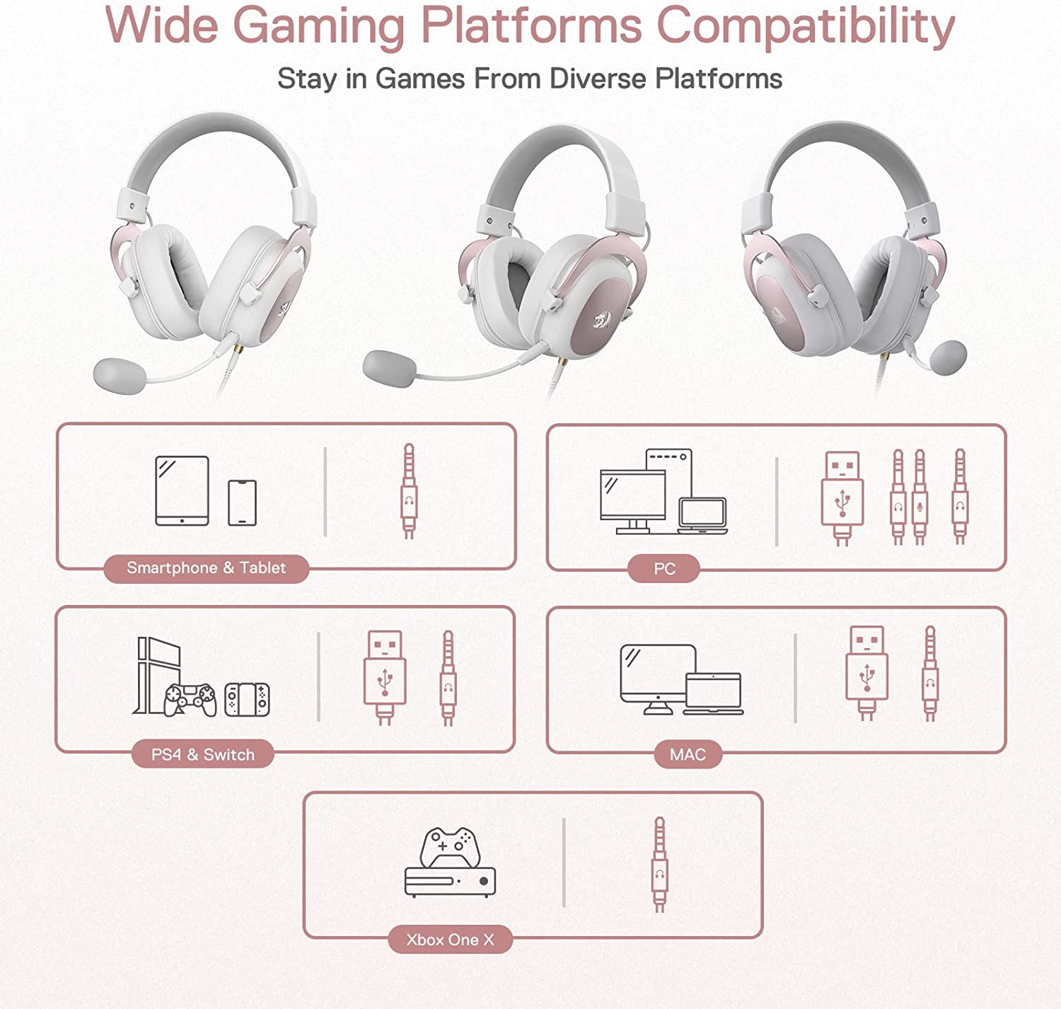 Audifonos Gamer Usb Redragon Zeus 2 White Multiplataformas