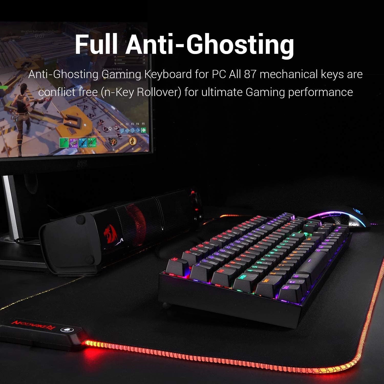 Teclado Gamer Mecanico Redragon Mitra Black RGB K551RGB