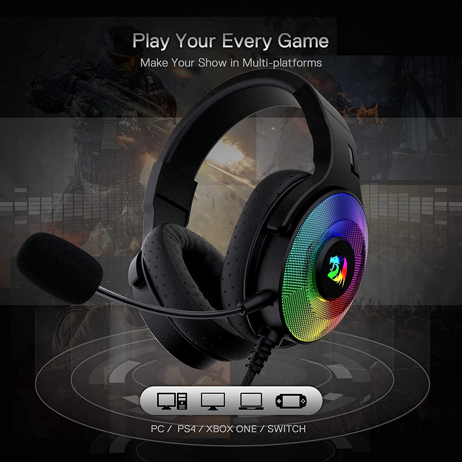 Audifonos USB Redragon Pandora Audio 7.1 Envolvente Multiplataformas