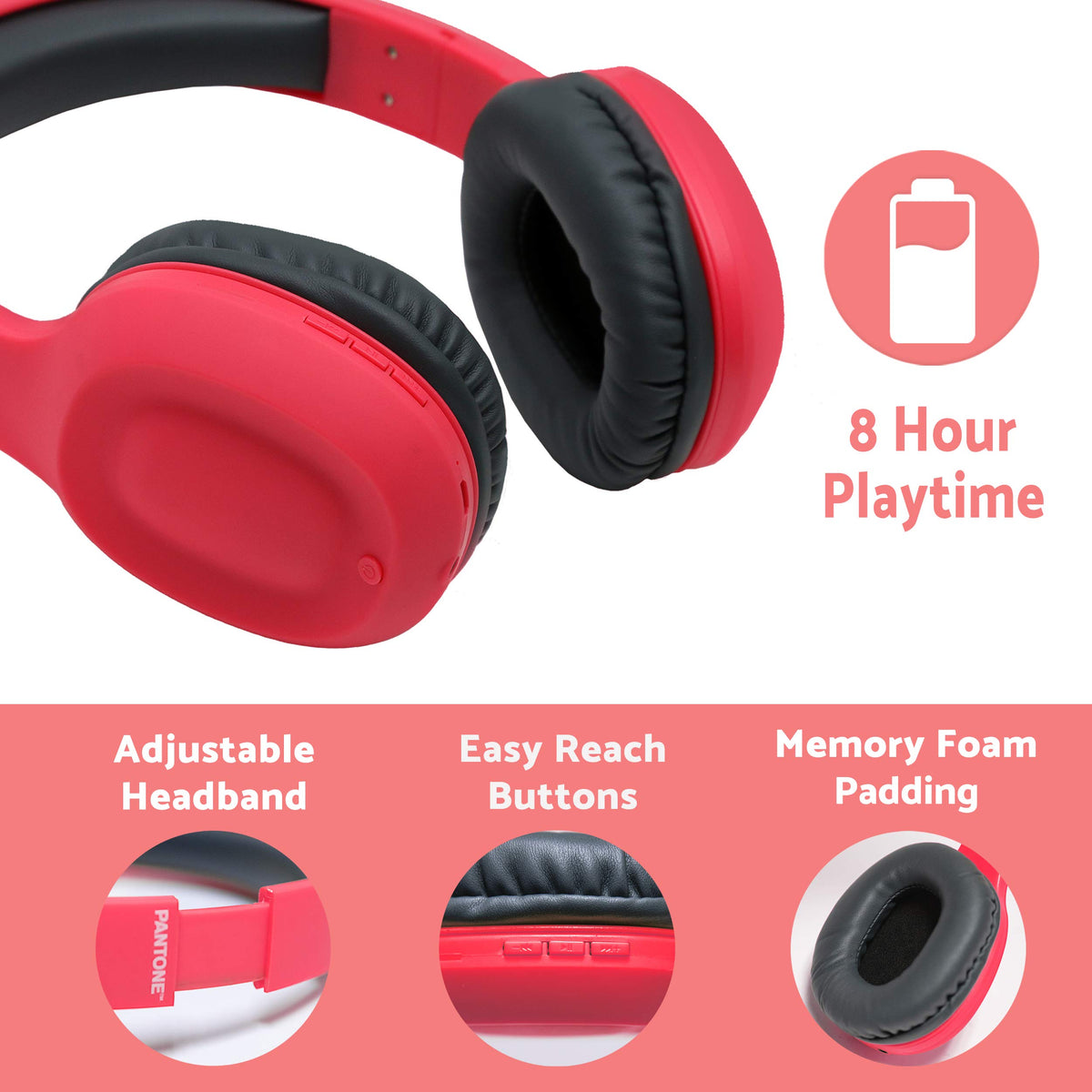 Audífono Rosado Pantone Bluetooth + Manos Libres + Aux