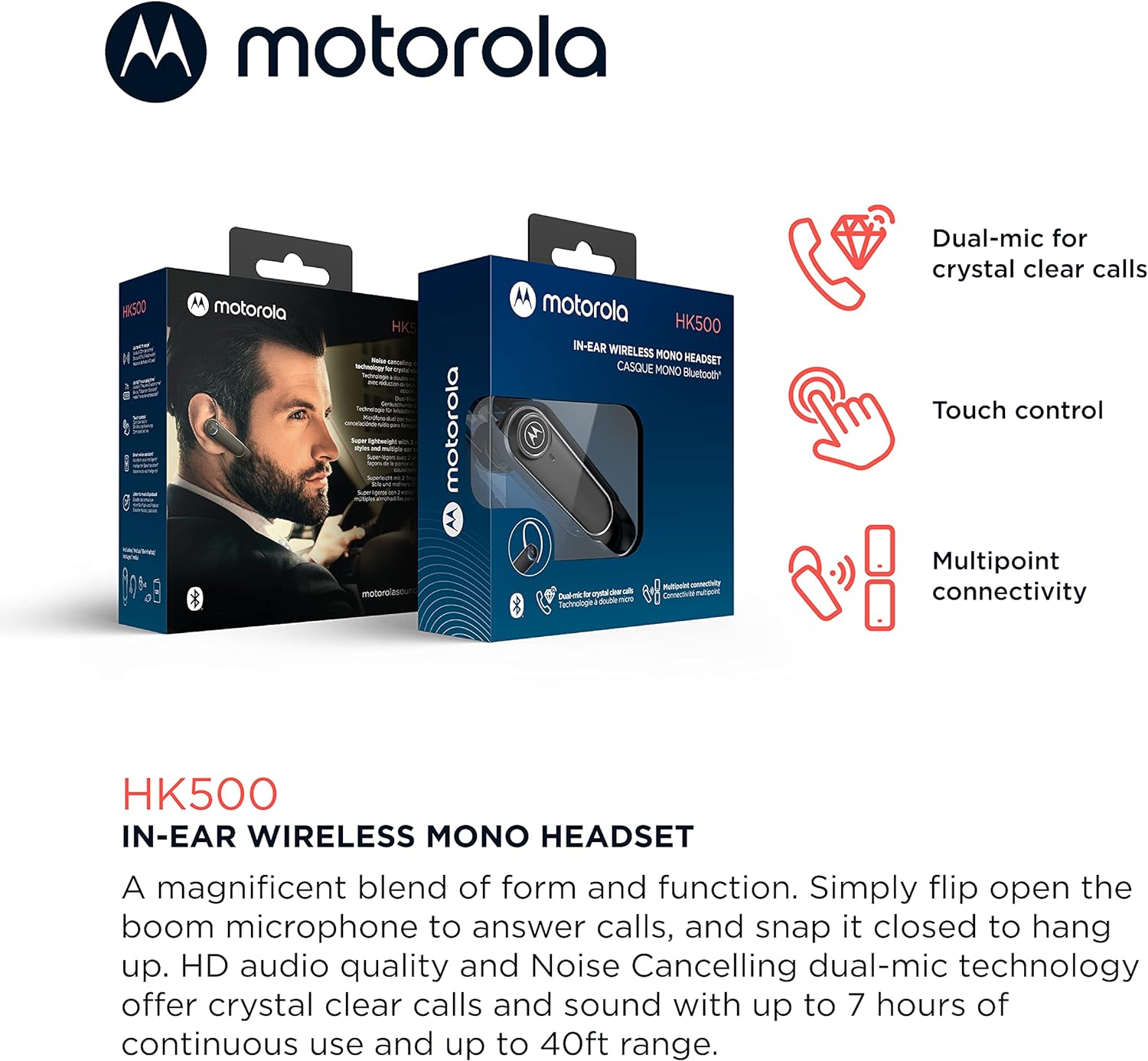Manos Libres Inalámbrico Motorola Bluetooth HK500 HD USB C