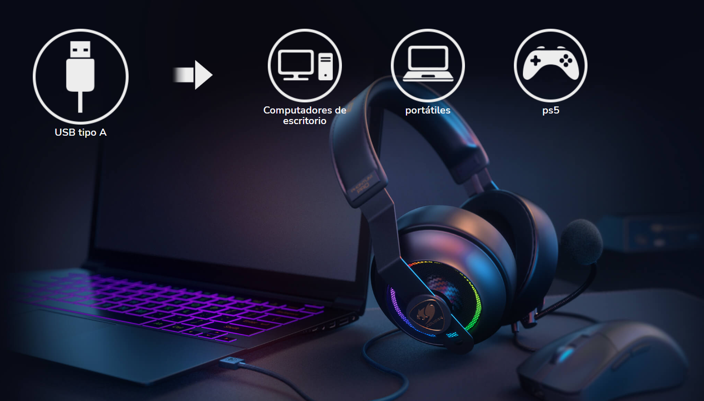 Audifonos Cougar Phontum Pro Prix USB 7.1 Multiplataformas