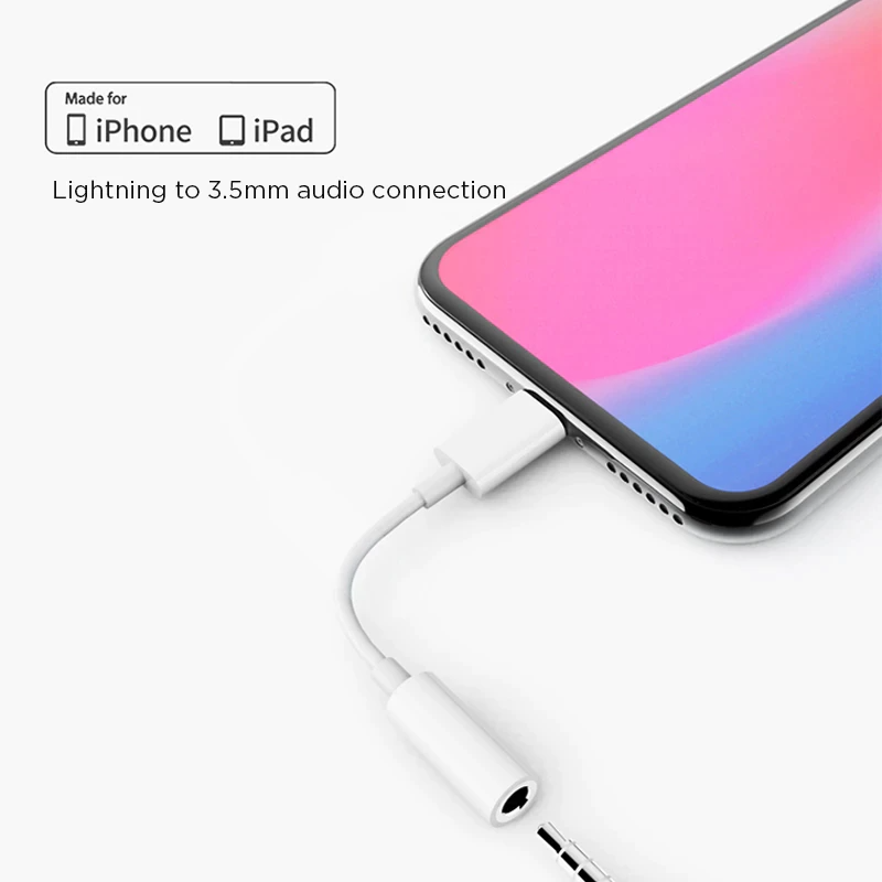 Adaptador De Audífonos Para Iphone Lightning A Jack 3.5mm