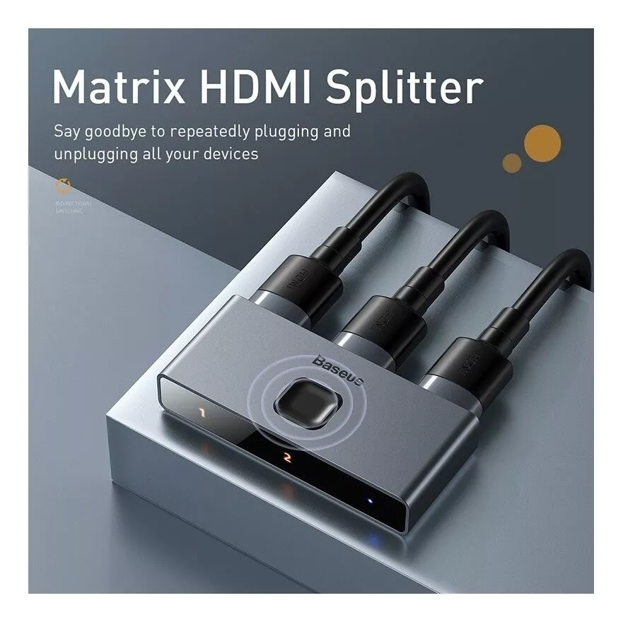 Splitter Hdmi Baseus Matrix 4K CAHUB-BC0G de 2 Salidas HDMI