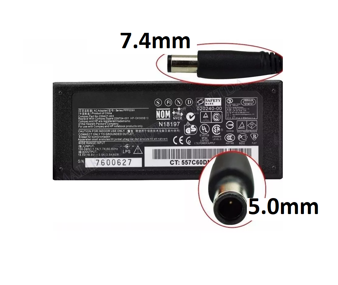 Cargador Notebook Para Hp 18.5V/3.5A Punta Aguja Dbekc-104