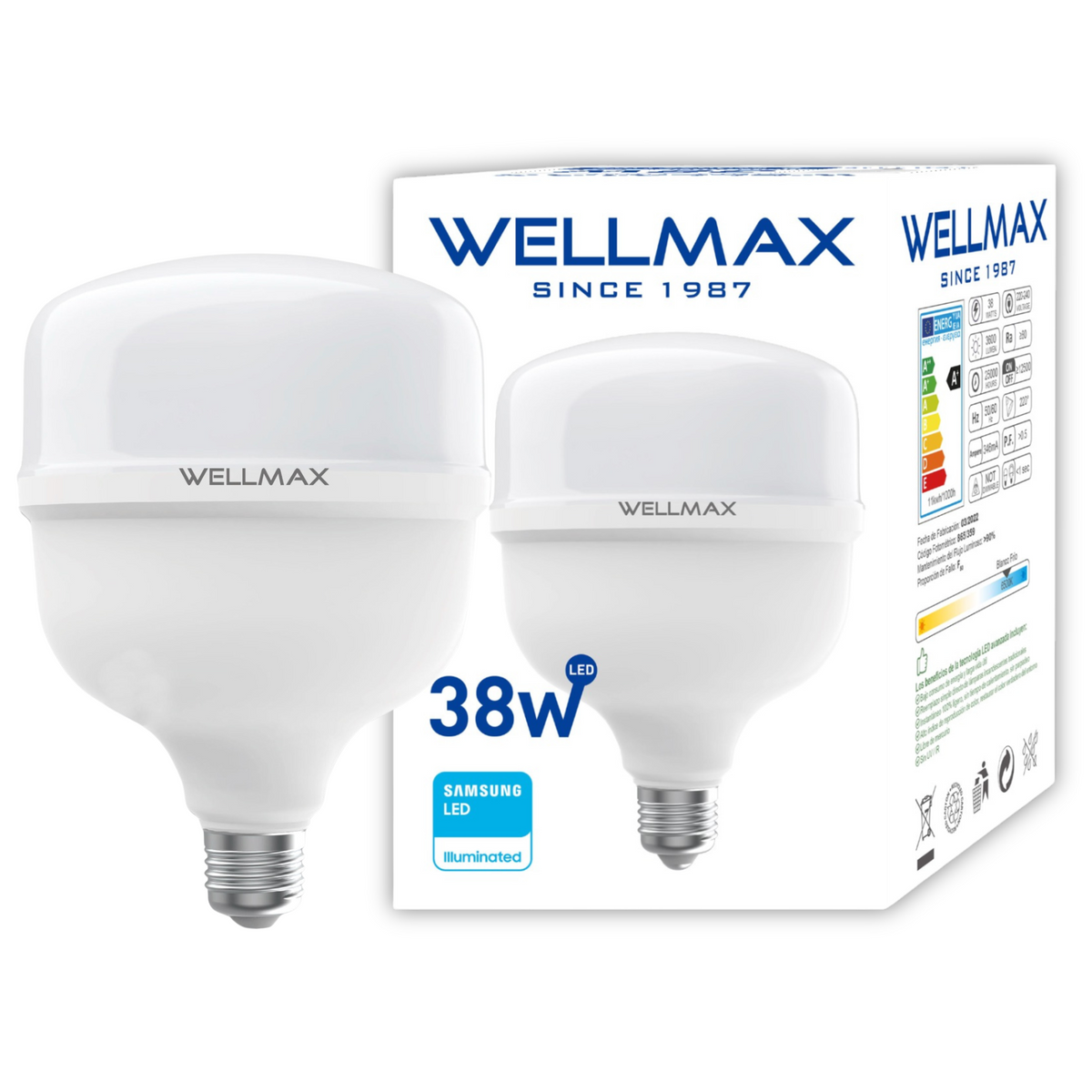 Ampolleta LED Wellmax 38W High Power Professional Line T115
