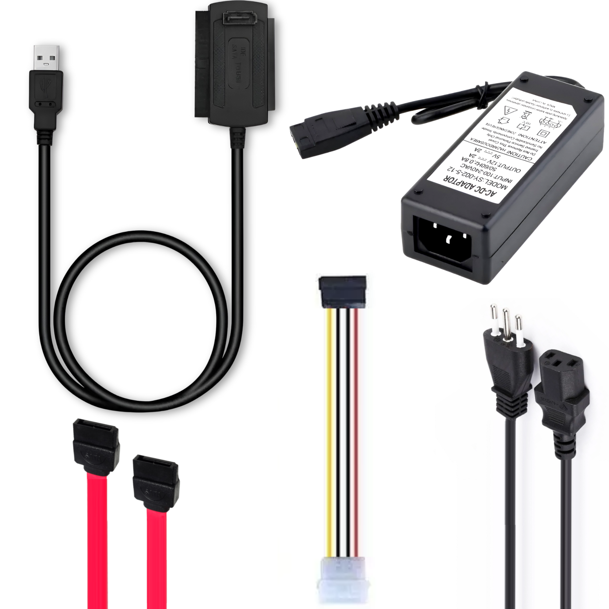 Adaptador USB 2.0 para Discos IDE / SATA con Fuente de Poder