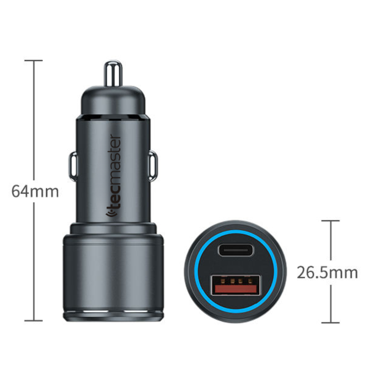 Cargador de Auto 12V 42W Max USB-C+ USB Power Delivery Q.C