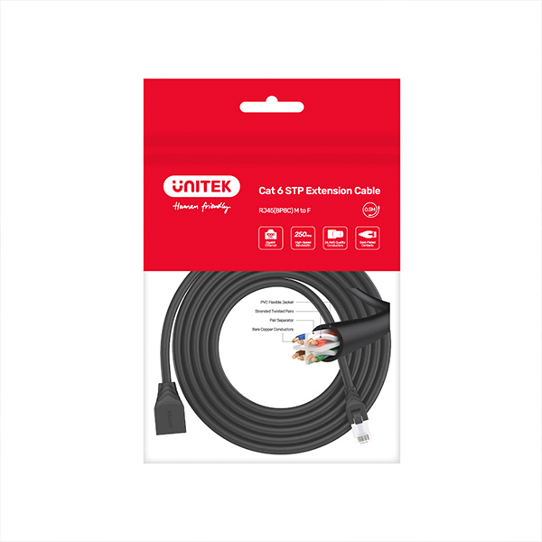 Extensor de Cable de Red CAT6 Macho a Hembra 3M 1000Mbps