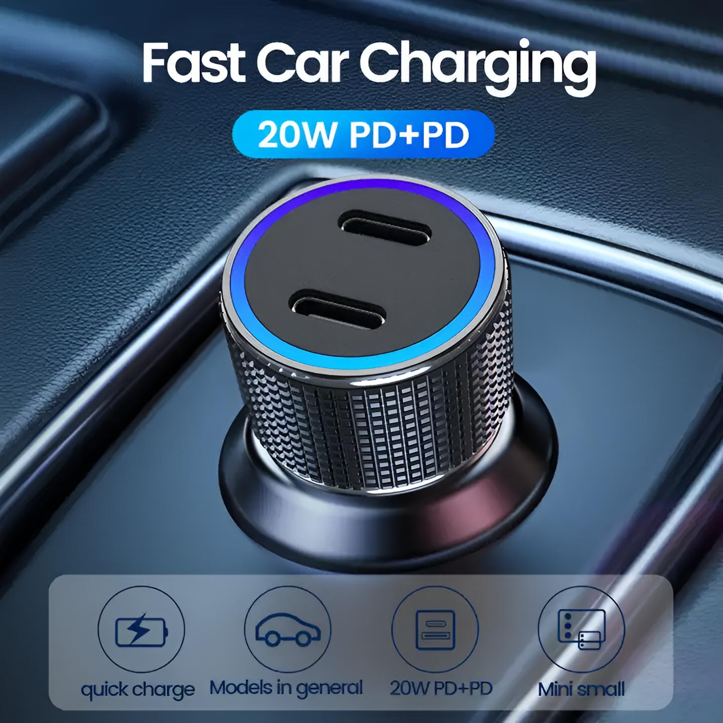 Cargador USB-C para Auto Dual Port Power Delivery 40W TM-200542