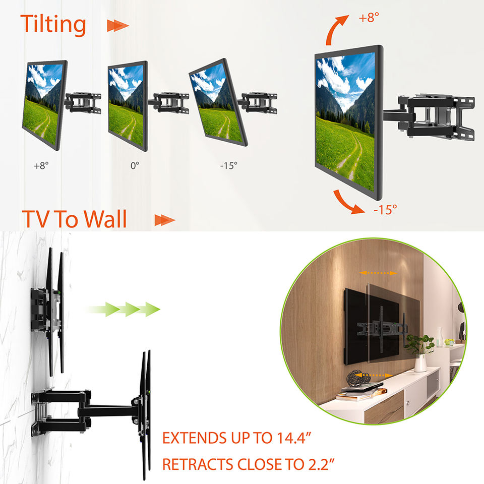 Soporte de TV Deluxe con Doble Brazo Reforzado de 37" A 70" 35KG
