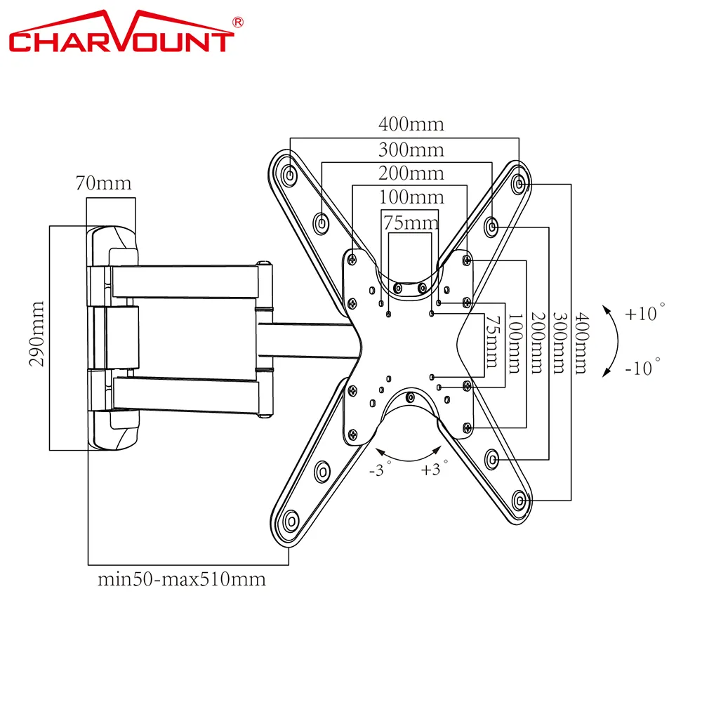 Soporte TV con Brazo Reforzado de Acero 26" A 55" Universal