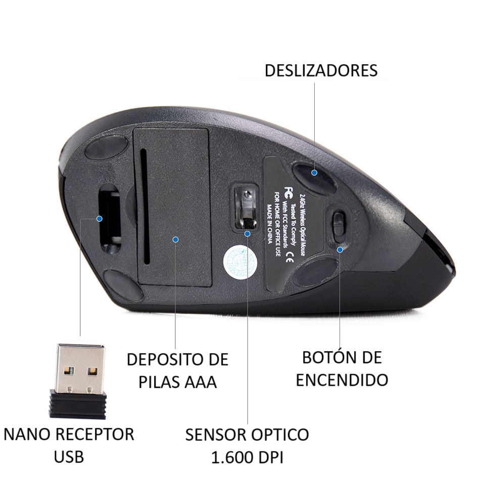 Mouse Vertical Inalámbrico Trust Verto Pro Ergonómico 2.4Ghz