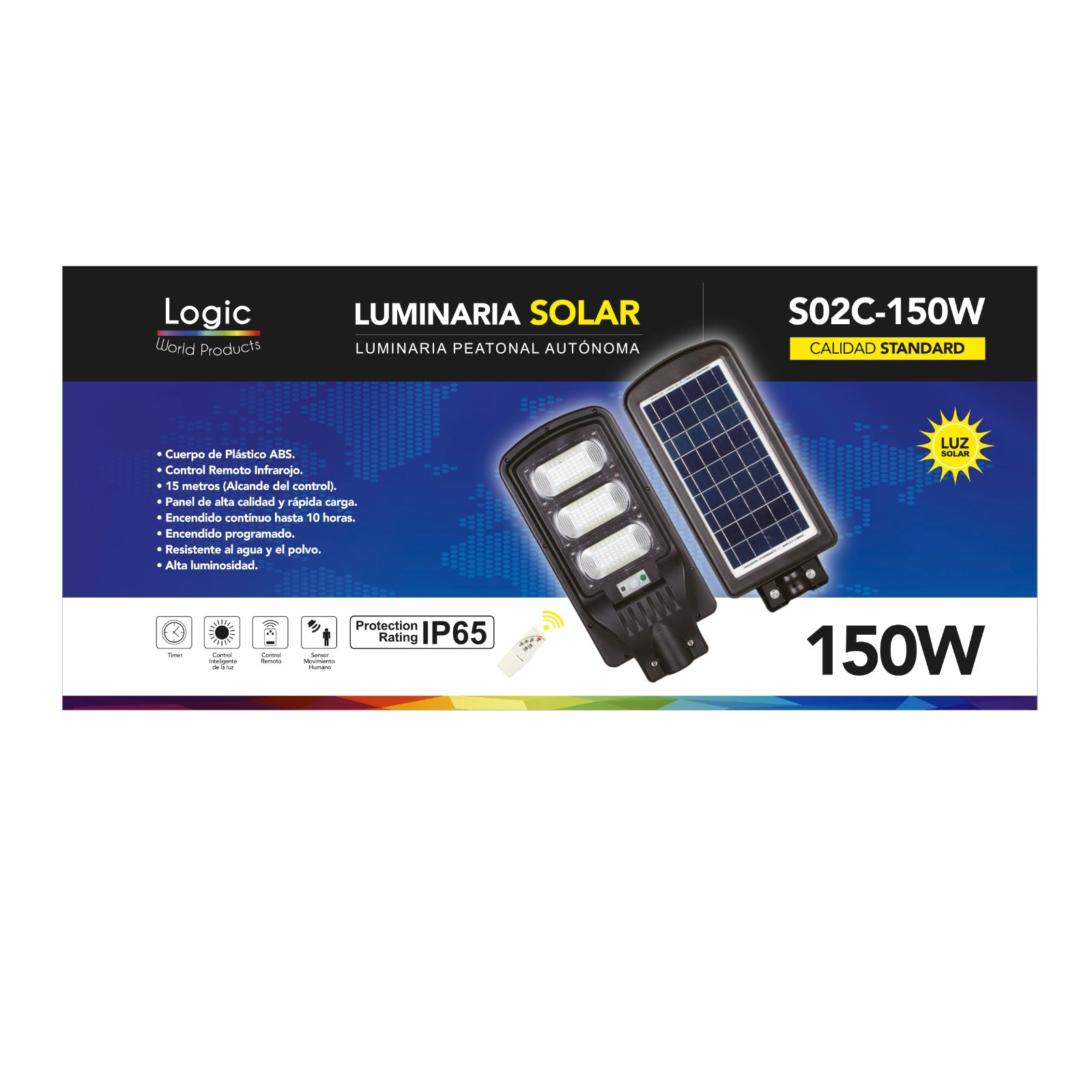 Luminaria Solar Pública con Soporte - High Light LED 150W