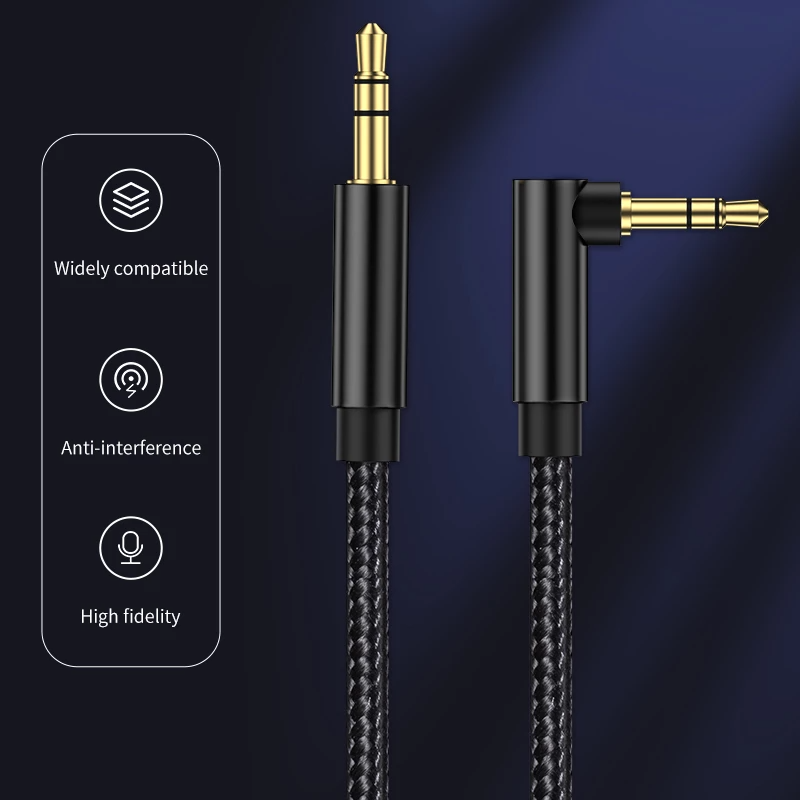 Cable De Audio Premium 1x1 Acordonado con Conector en 90° 3M