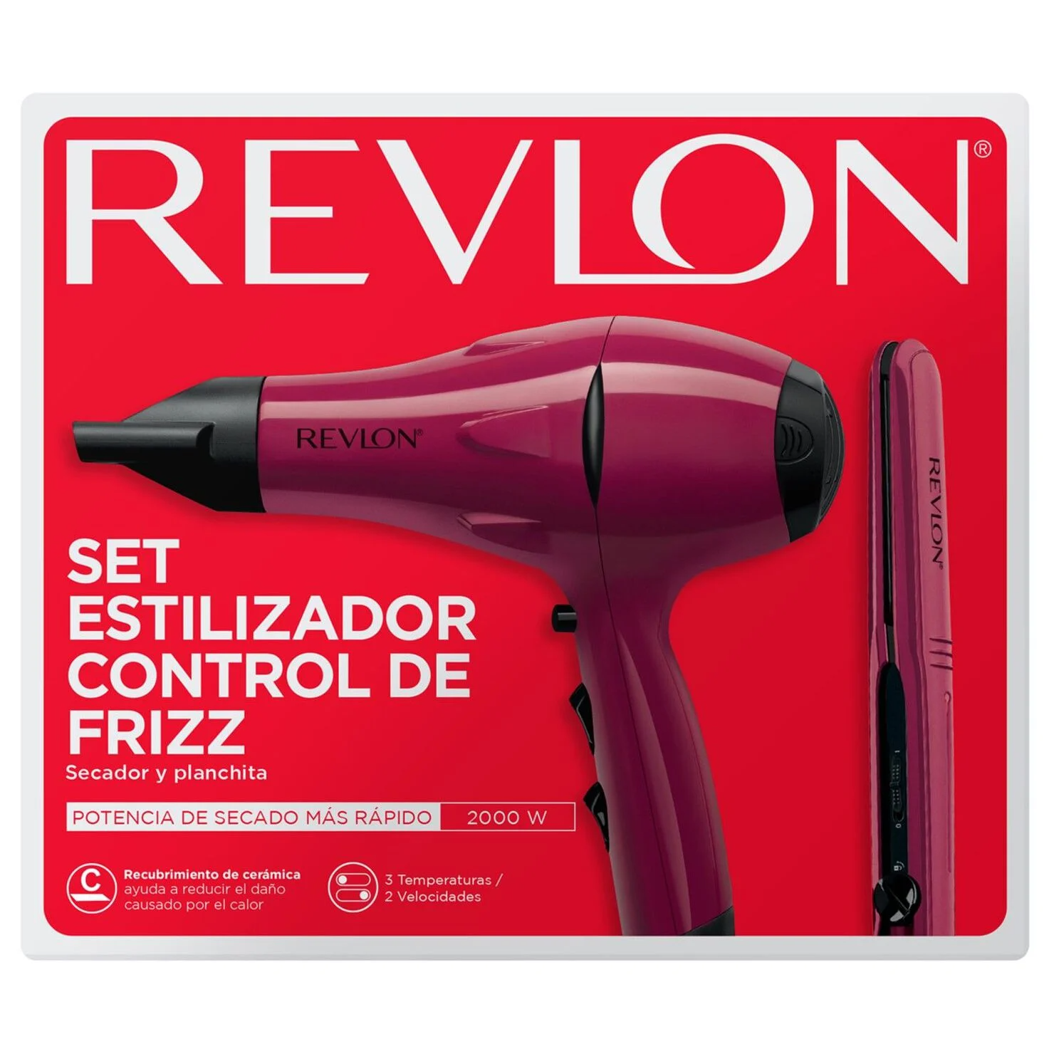 Kit Secador + Alisador de Pelo Revlon Premium Pack Ceramic