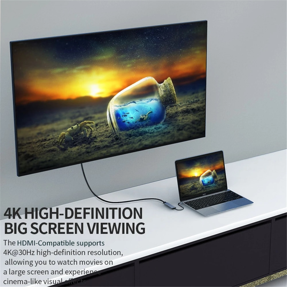 Hub Multipuerto Type-C (5en1) Pro HDMI 4K PD 100W + USB 3.0