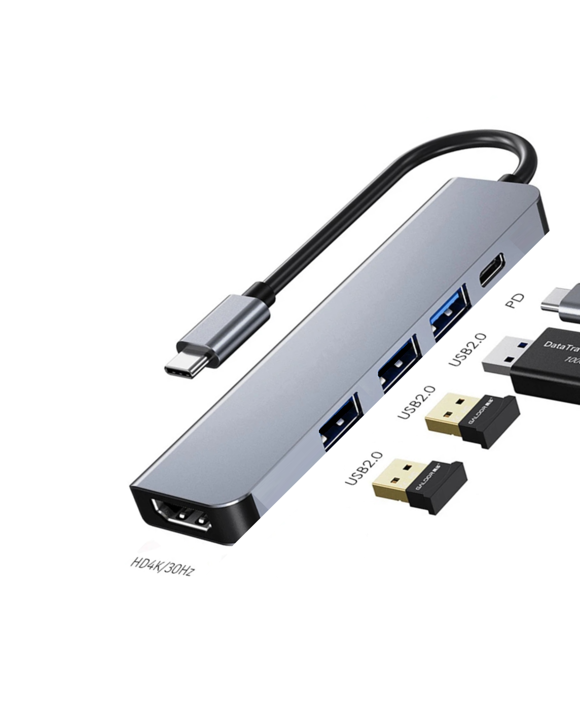 Hub Multipuerto Type-C (5en1) Pro HDMI 4K PD 100W + USB 3.0