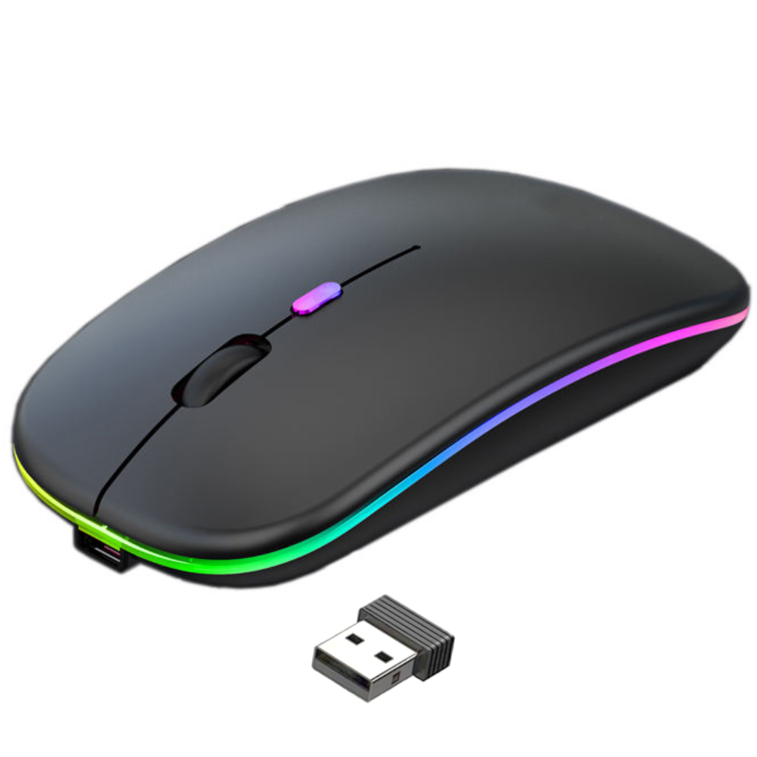 Mouse Inalámbrico Dual Bluetooth + USB 2G Recargable RGB BK