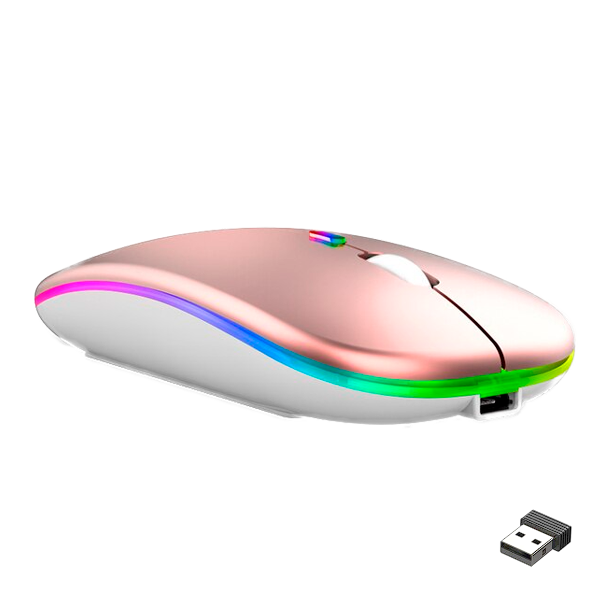 Mouse Dual Inalámbrico Rosado Recargable Bluetooth + USB 2G