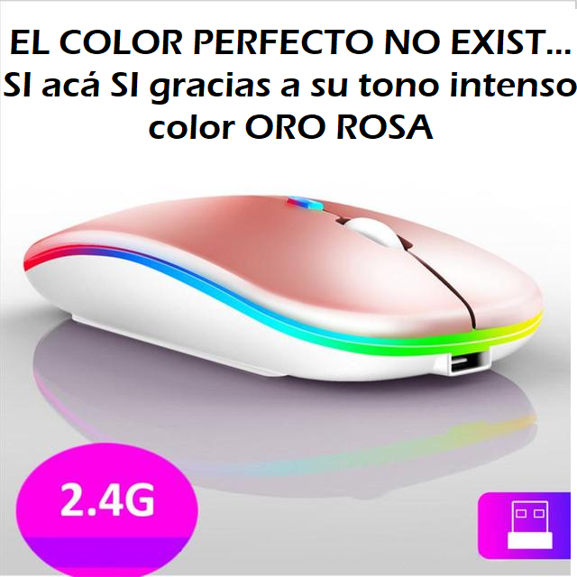 Mouse Dual Inalámbrico Rosado Recargable Bluetooth + USB 2G